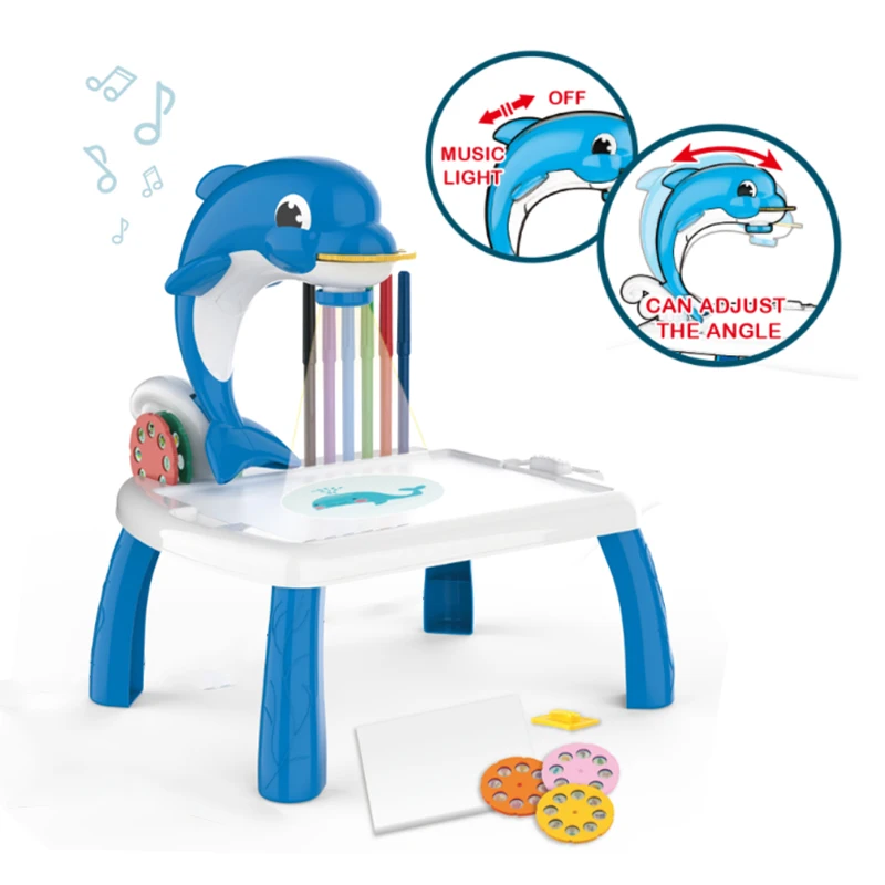 Dolphin Trace and Draw Projector Toy Art Projector Painting Drawing Table Educational Led Drawing Projector