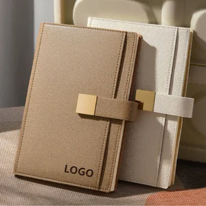 Customized Logo A5 Business Notebook Planner Hardcover Saddle Stitching PU Leather Soft Cover Paper Fabric Material for Gift