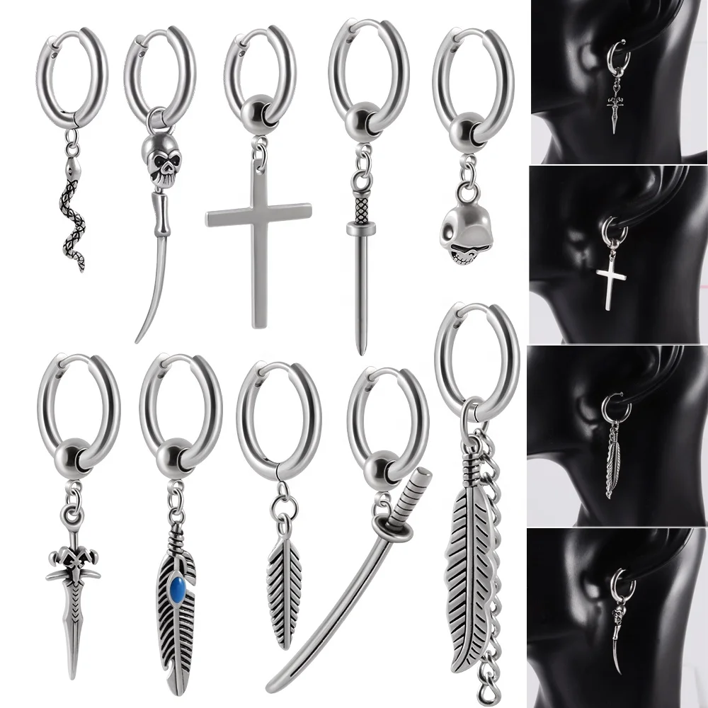 Cheap Popular 1pc Ear Stud/Ear Clip Dangle Earrings For Men/Women Punk  Black Piercing Fake Earrings Jewelry Gift | Joom