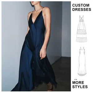 Wholesale Custom 2025 Winter New Women's  Casual Satin Texture High Waist Sexy Backless V-neck Sleeveless Slip Long Dress