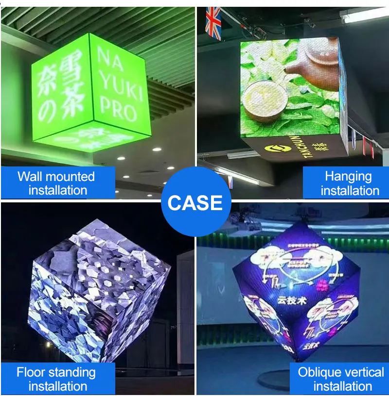 New Design Led Display Screen Manufacturers Creative Rotating P2mm HD Small Led Cube Advertising Display factory