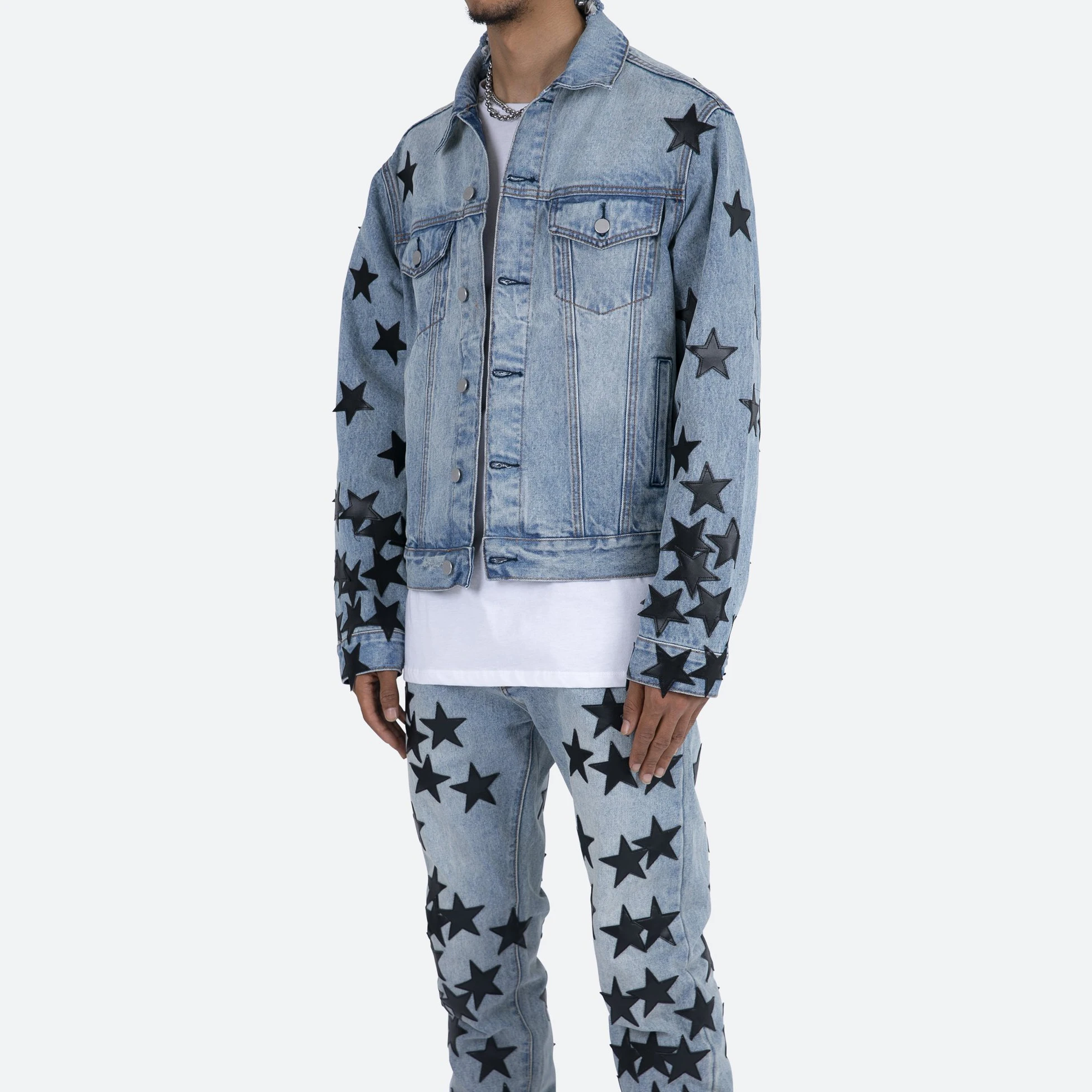 DiZNEW Customized payment Star sticker Wash water Men's denim jacket Loose jacket factory