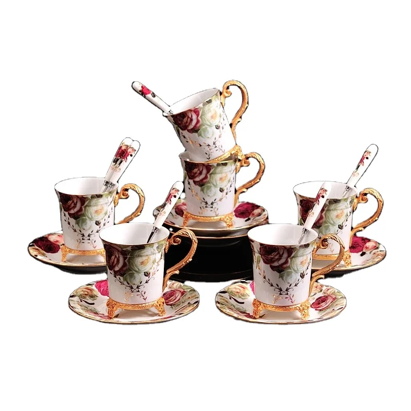 European Coffee Set Ceramic With Copper Cup And Saucer Craft Daily