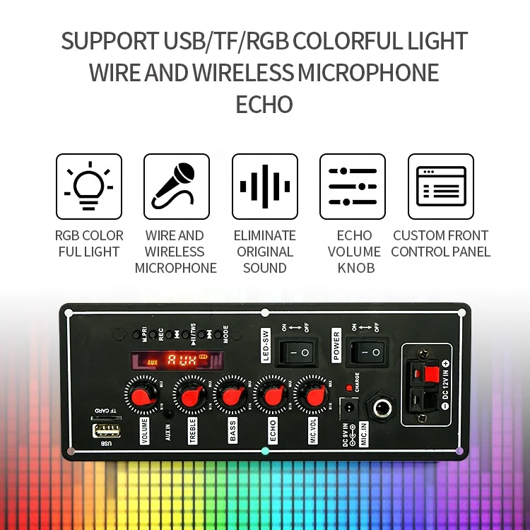 Trolley Sound Speaker Power Amplifier MP3 Bluetooth Module MP3 Player Bluetooth Wireless Microphone Board Battery 7.4V 2x10W