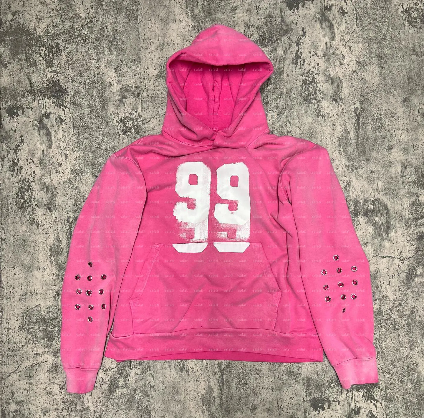 Customized Y2K Unisex Hoddie Heavy Weight Cotton Eyelets Boxy Screen Print Distressed Vintage Sun Faded Acid Wash Hoodie for Men gallery 7