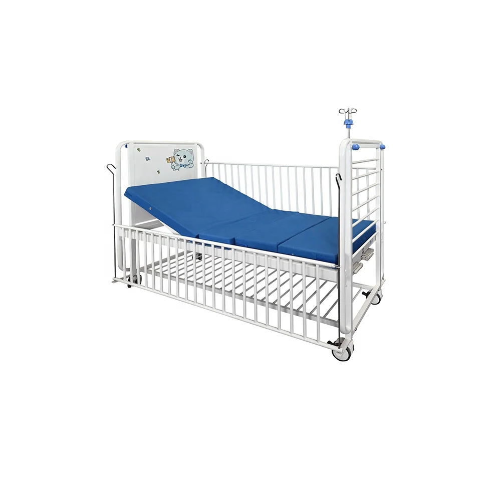 Pediatric Hospital Bed with Steel Guardrails Foldable & Adjustable Design Compact for Small Patients Hospital Use 6