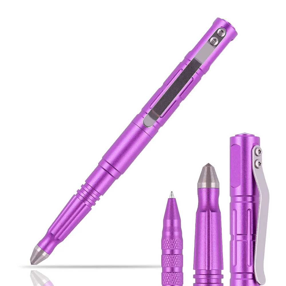 YOGLORY Gift for Women Self-defense Purple Tactical Ball Pen with pen Pouch break window customized logo is acceptable