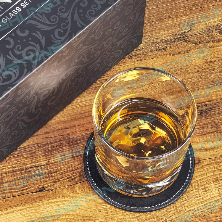 Shunstone Custom Creative Mountain Whiskey Glass Cup With Pu Leather