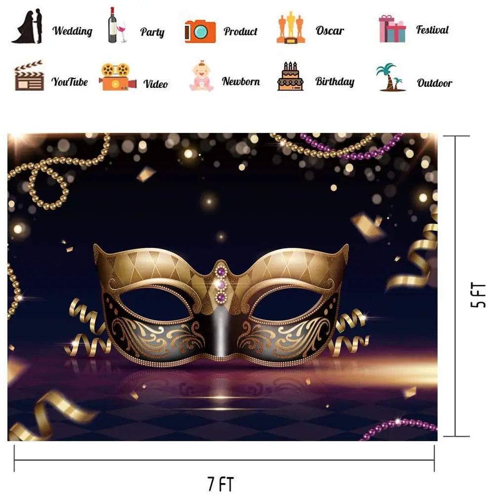 Mardi Gras Masquerade Theme Party Backdrops Photography Background Golden  Mask Black Retro Pattern Photo Backdrop| Alibaba.com