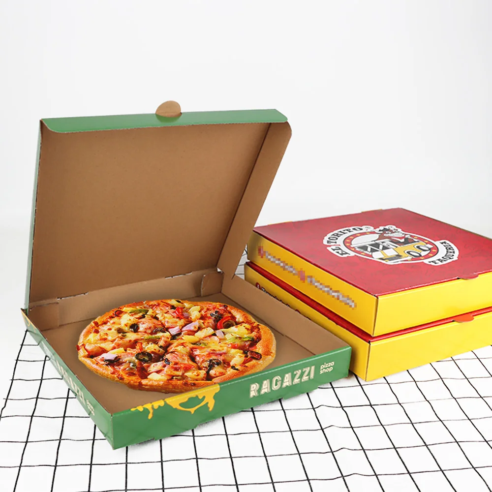 8 Inch 10 Inch 12 Inch 16 Inch 18 Inch Custom Size Corrugated Pizza Box Food Grade Kraft Paper Packaging Box for Delivery