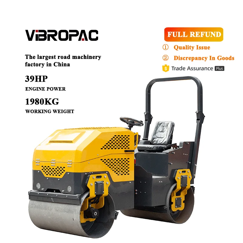 Factory Directly Produce Ride on Vibratory Roller Compactor 2 Ton Full Hydraulic Drive diesel EngineTwo Drum Vibratory Roller