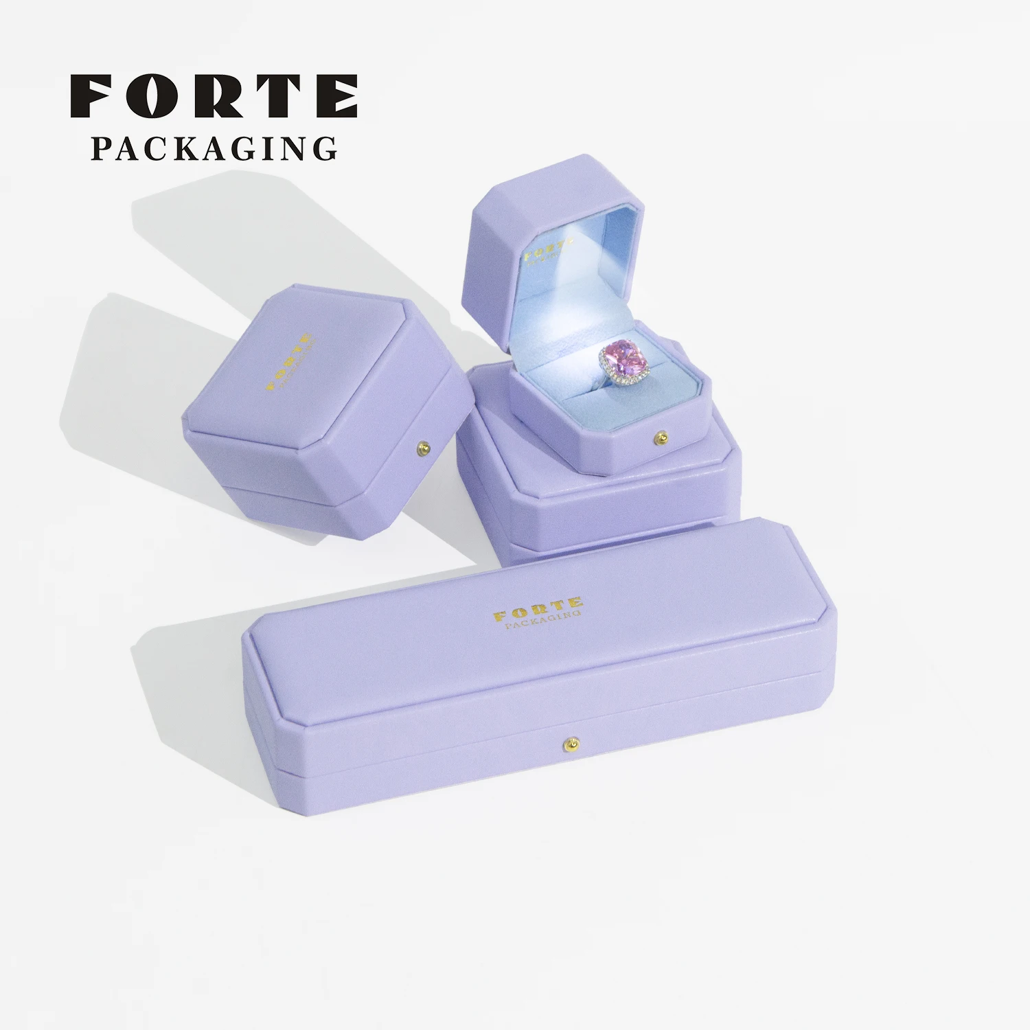 FORTE Light Jewelry Packaging Custom Ring Box Cuban Necklace Chain  Box Hiphop LED Packing Jewelry Box With Light