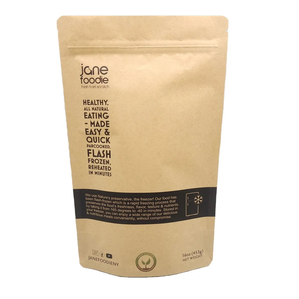 100% Biodegradable Pla/pbat Ziplock Bags Pouches For Food Oem