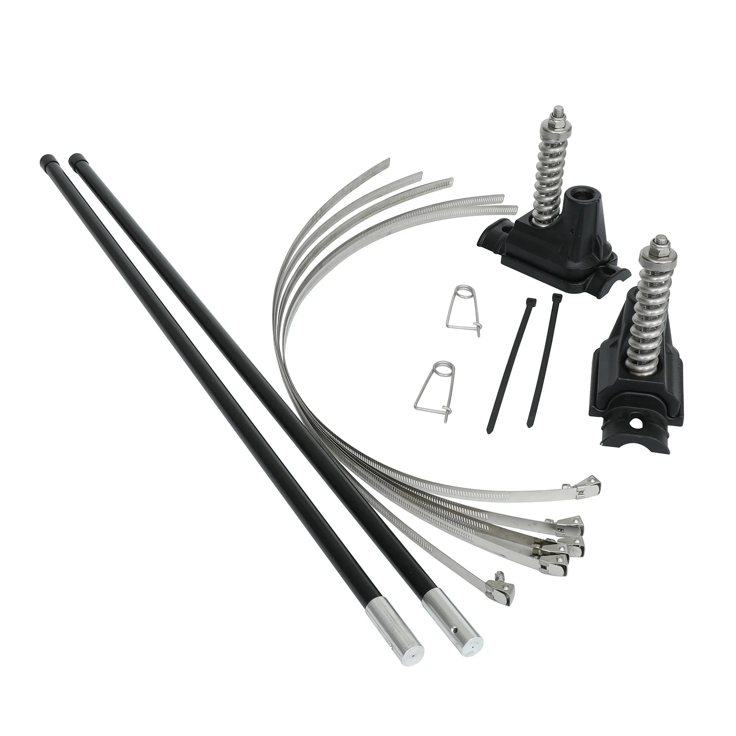 Spring-loaded Coated Wind-Resistant Square Round Poles Flag Banner Bracket