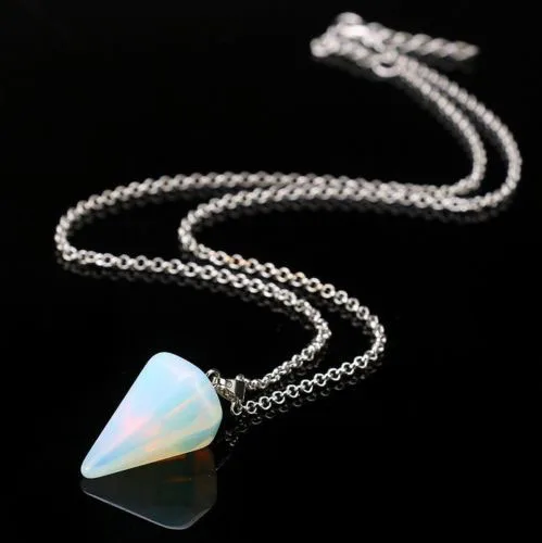 Natural Stone Pendant Hexagonal Column Cone Pendulum Faceted Crystal Pendant Tarot Card Surrounding