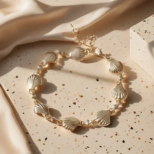 Custom Designer Gold-Plated Alloy Chain Link Bracelet Shell-Patterned Fashion Jewellery for Women Trendy Fancy Accessory