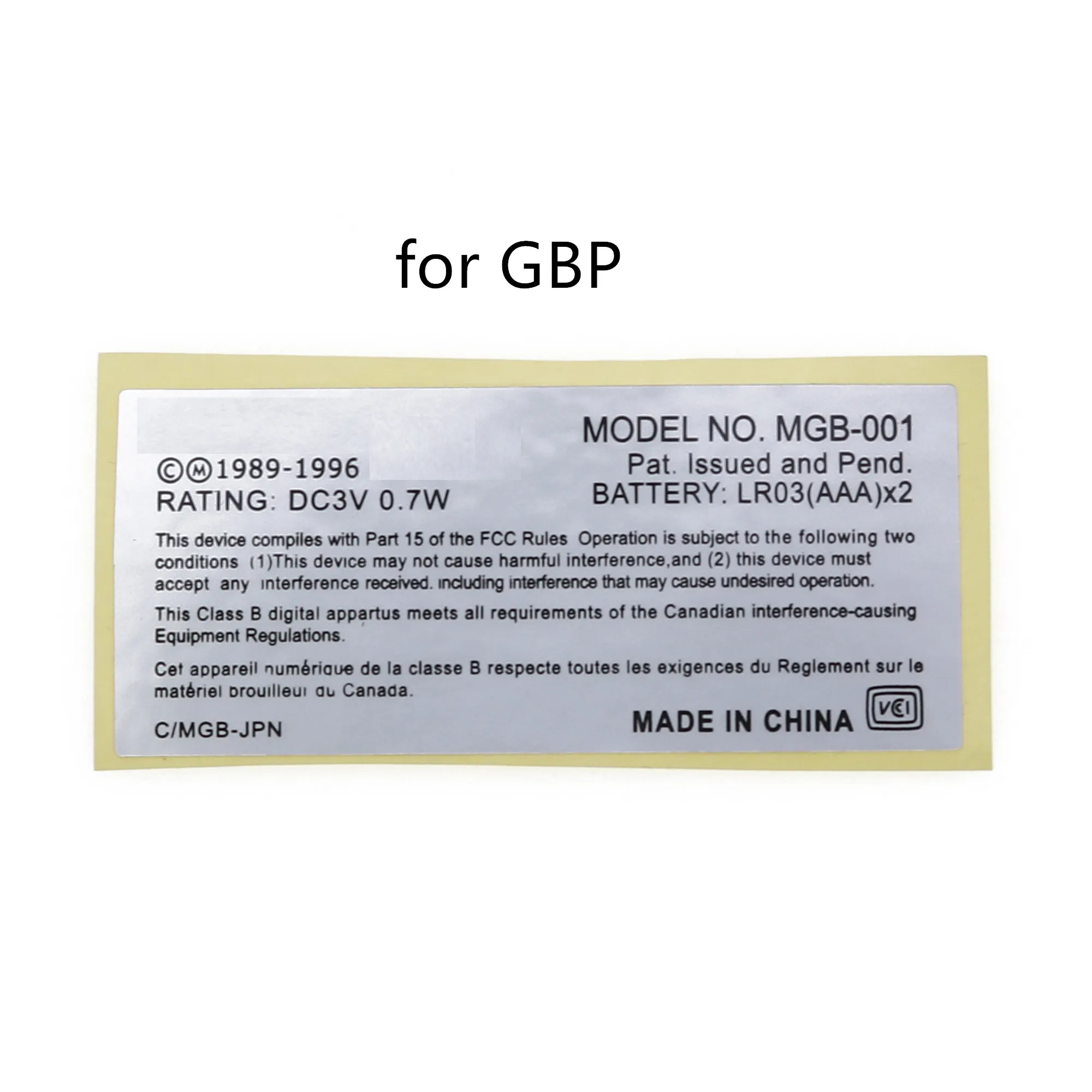 New Label Back Sticker Replacement for GB Advance SP for GBA/GBA SP/GBC/GBP Game Console