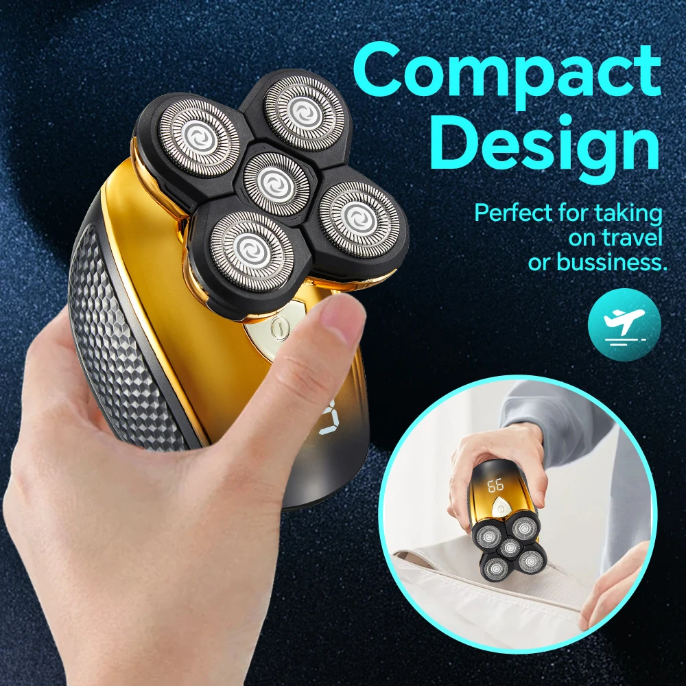 USB Stainless Steel Five-Blade Digital Display Body Hair Trimmer for Household RV Use Beard Trimmer Rotary Electric Shaver supplier