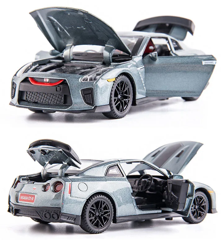 Hot GTR 1:32 Diecast Car Toys Model Full Door Open Electronic Metal Pull Back Cars Toy Vehicles for Kids