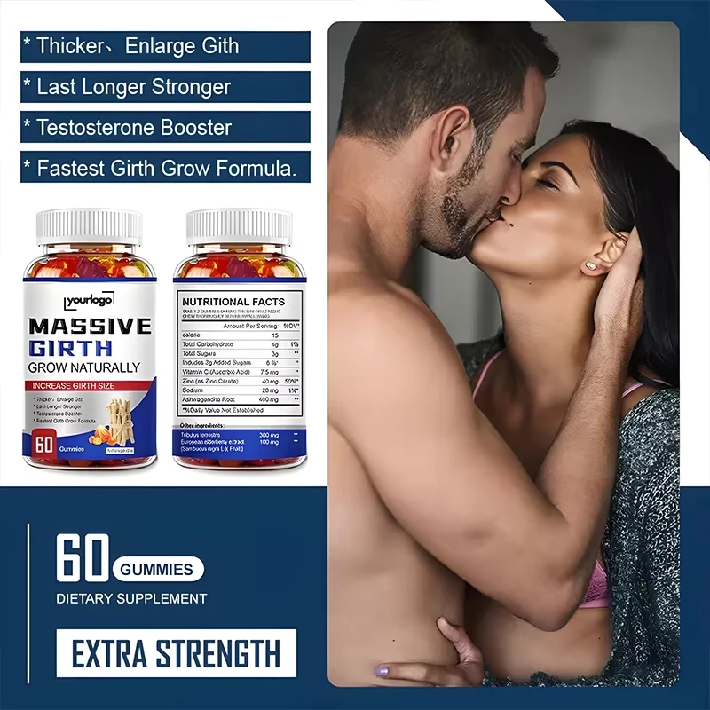 Private Label Ashwagandha Root Extract Gummies for Adult Male Enhancement Naturally Grow Energy and Girth