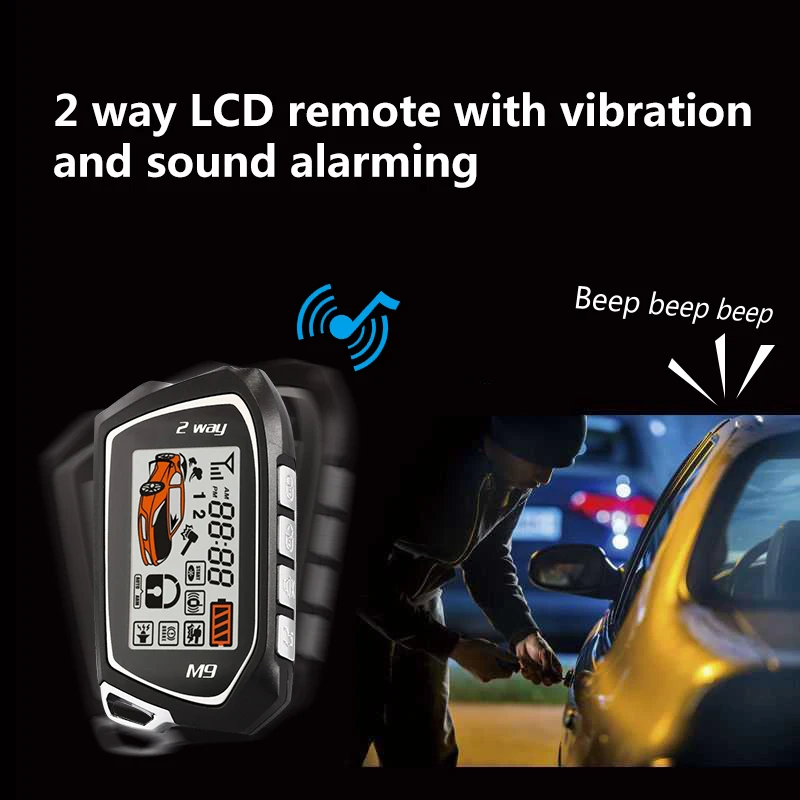 SPY Auto 2 Way Lcd Remote Start Control Security Car Alarm Long Range Jammer Jammer Smart 24v Universal Alarm Car System