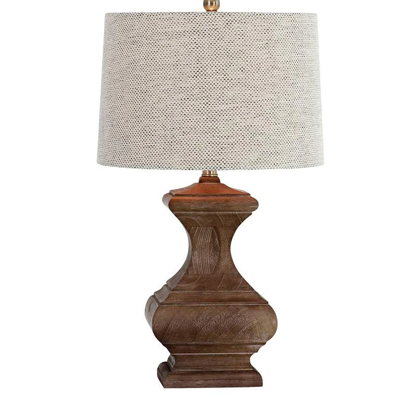 Wood Big Size Table Lamp with Linen Lampshade for Home Hotel