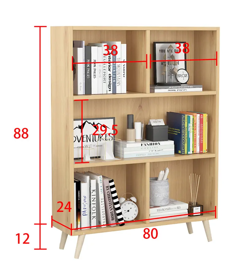 YQ Forever Wooden Bookshelf with Space for Living Room Office Library Furniture