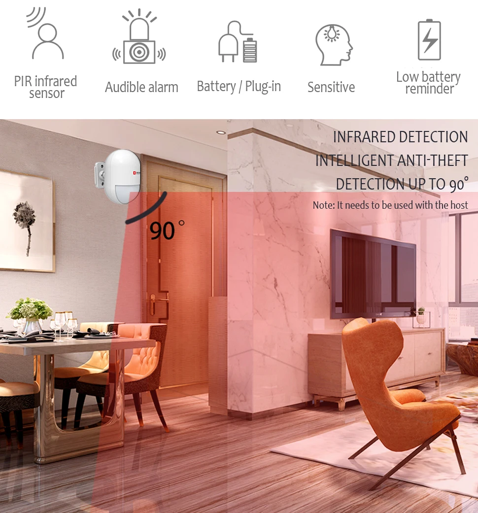 Kerui motion sensor alarm wireless 433mhz pir detector smart home device