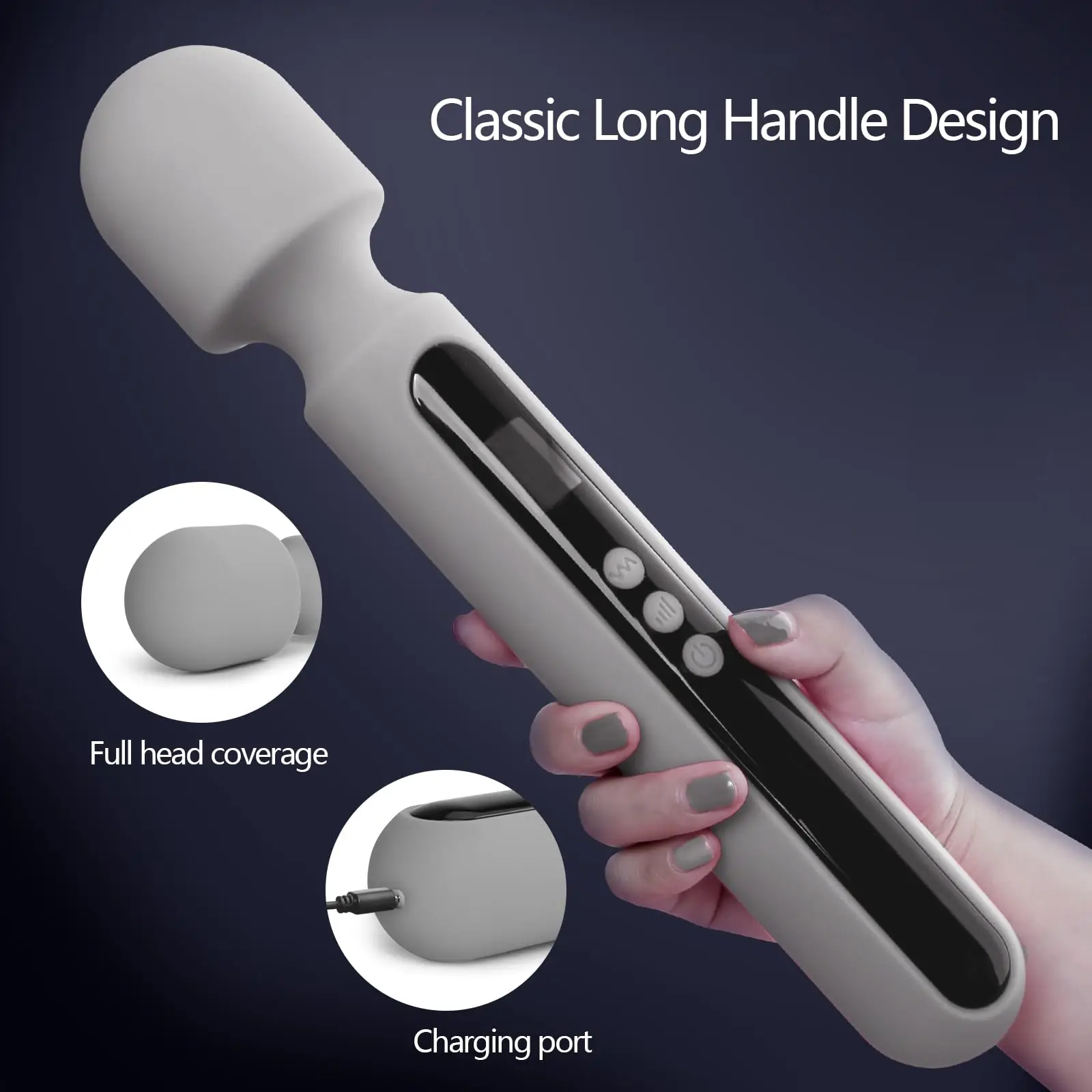 Quiet Powerful Motor 30cm Long Handheld Sex Vibrator Personal Body Massager Masturbation Large Wand Vibrator for Women Female