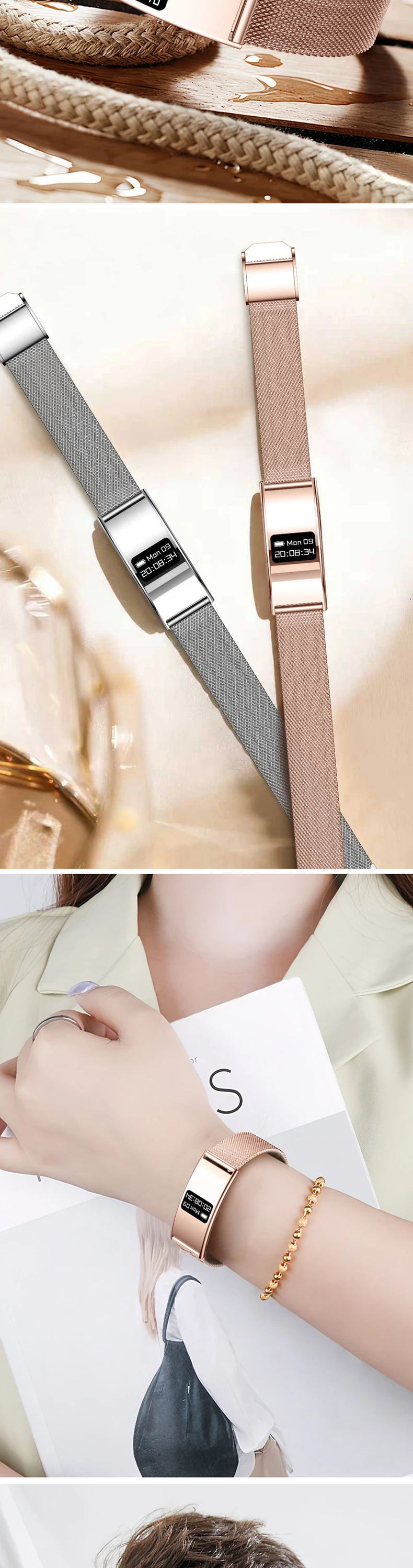 product wholese price b8 smart bracelet fashion jewelry nx wear app control heart rate blood oxygen sleep android watch for women-8