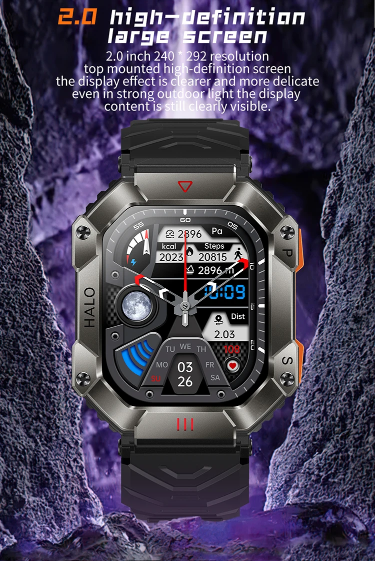 2.0 Inch Full Touch Screen Compass Outdoor Smart Watch Kr80 Cheap ...