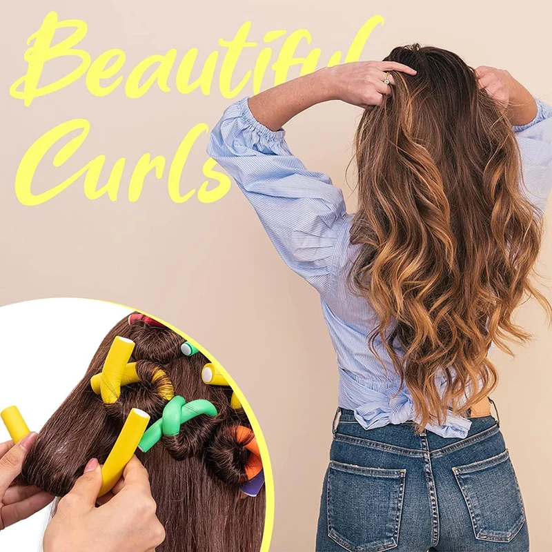 Factory Direct Sale 42Pcs/Pack Soft Foam Flexible Twist Curling Rods 7 Sizes Heatless Hair Rollers for Long and Short Hair
