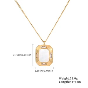 Elegant Irregular Shell Pendant Necklace Stainless Steel Luxury Waterproof 18k Gold Plated Personalized Necklace Oblong Zircon