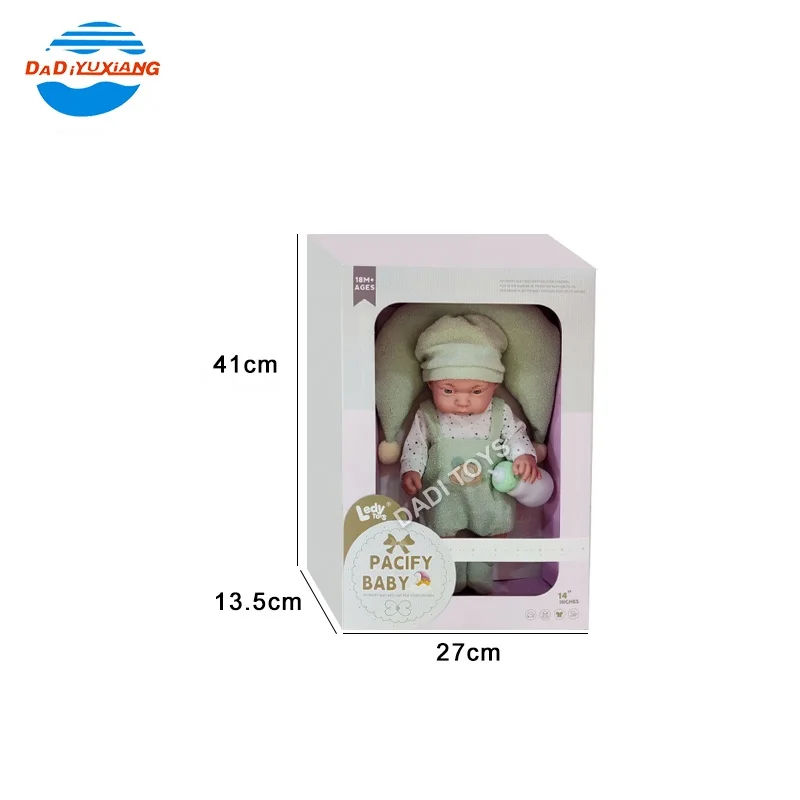 14 Inches Simulation Lifelike Realistic Infant Vinyl Boy Doll, Plastic Nipple Soother Accessory Doll Care Doll for Children