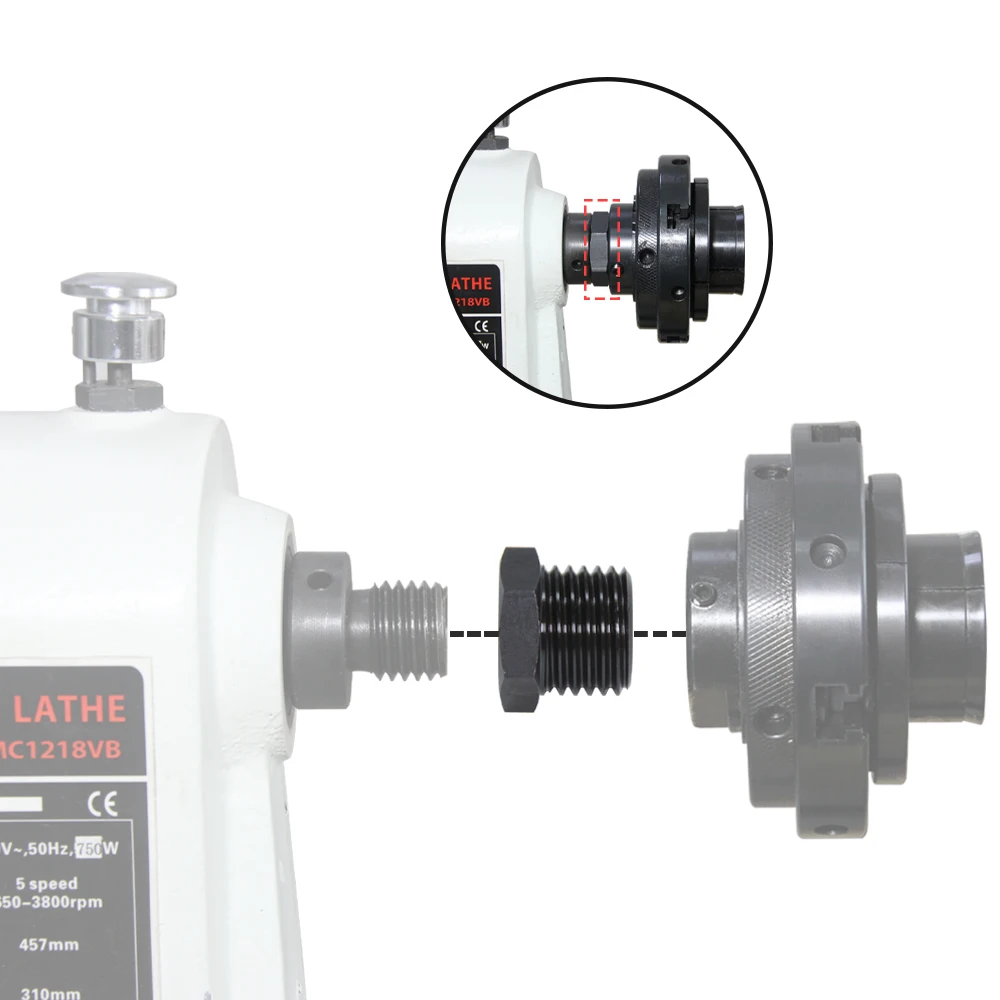 Tasp Wood Lathe Headstock Spindle Adapter M33 1 Inch M18 Wood Turning