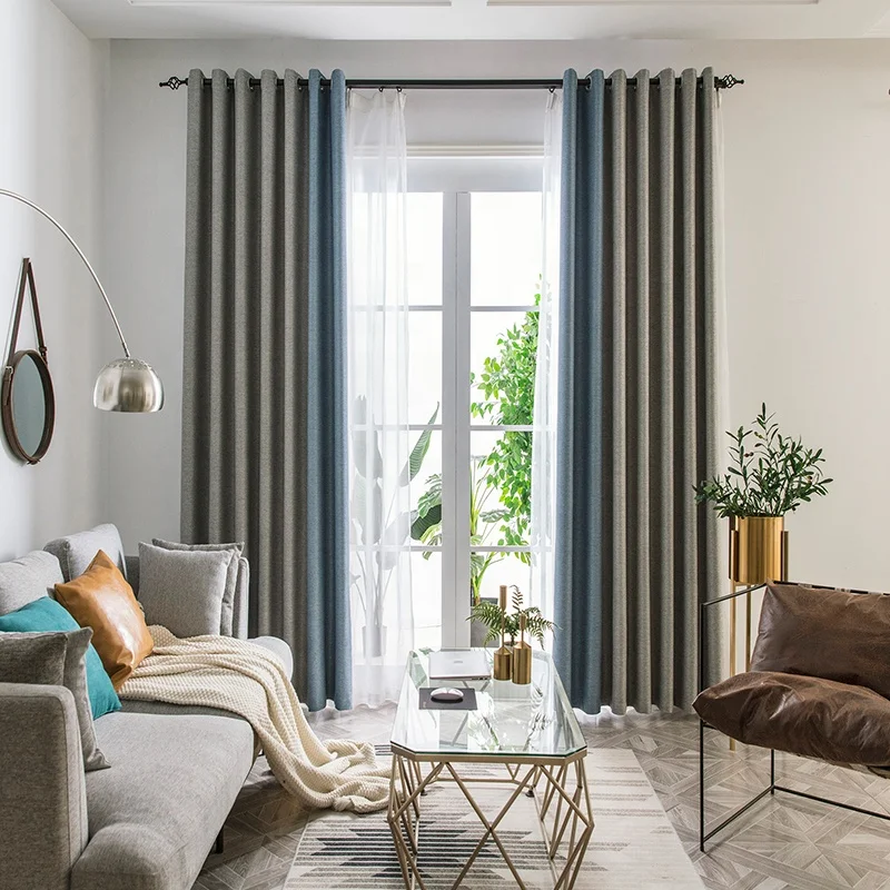High Quality Simple Window Curtain Design Color Matching Blackout Kitchen Linen Curtains for Bedroom Living Room