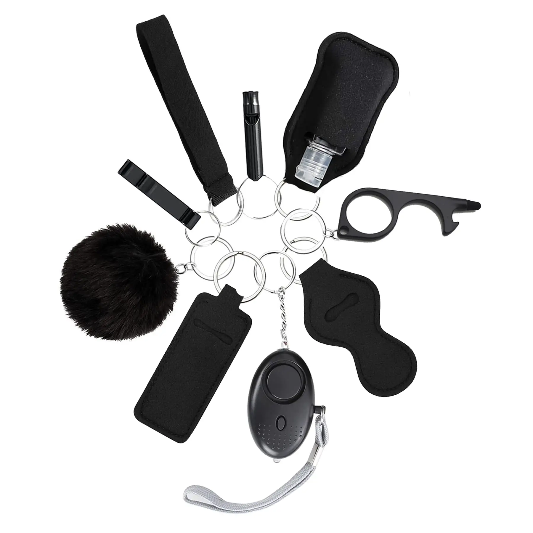 Kit Personal Safety Protection Survival Alarm Key Chain Accessories Aluminum Tool Self Defense Keychain Set for Women Girl