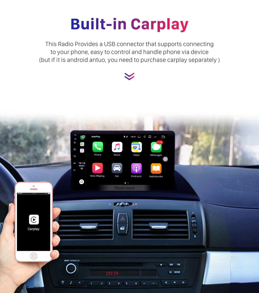 Wireless Carplay 9 inch Android 10 Head Unit WIFI GPS Navigation Universal Car video Multimedia Player for 2004 2012 BMW X3