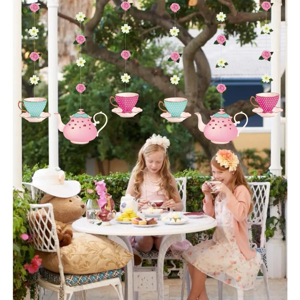 Tea Party Birthday Decorations Kit - 33 Pcs With Banner, Honeycomb Centerpieces & Balloons - Floral Theme - View #5