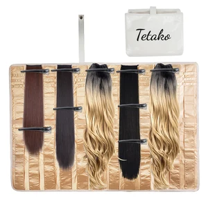 Wholesale Custom Travel Satin Silk Hair Extension Case Wig Storage Packaging Bag With Logo