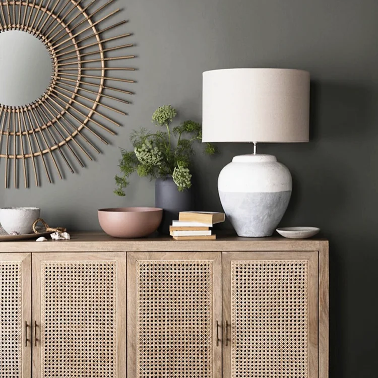 Korean interior decoration stoneware base table lamp cheap creative white desk lamp for hotel