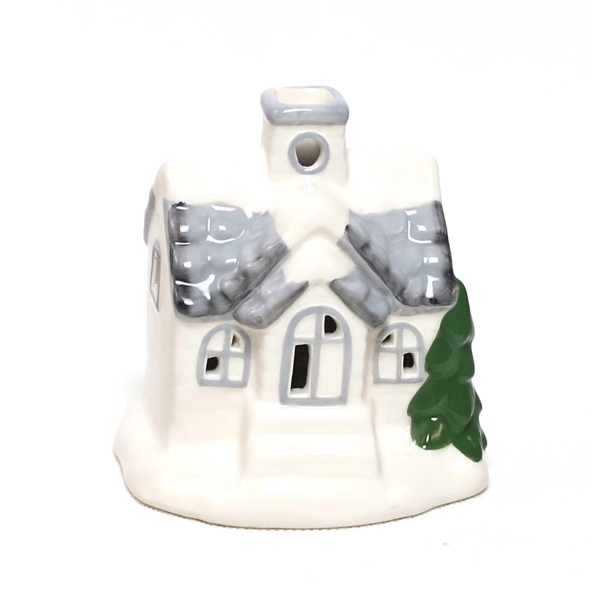 Christmas decor gift LED white Ceramic House Flameless Tea Light Christmas Candle Holder wholesale