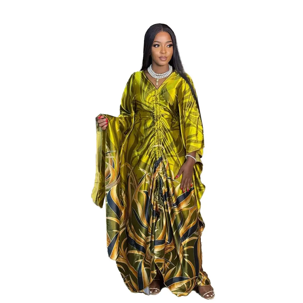 chinese dress ladies Africa print Sosa lace summer dress – N'omose Couture main image 1