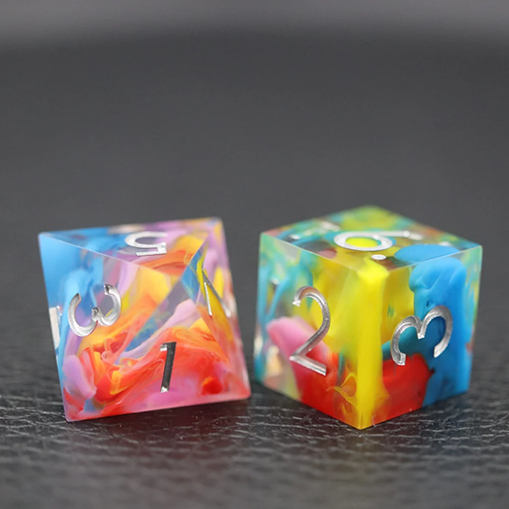 OEM Personalizado D20 Resina Dados de Dragón para Xogos DND 16mm Múltiples 4 Cores Vapor Coloured Dice