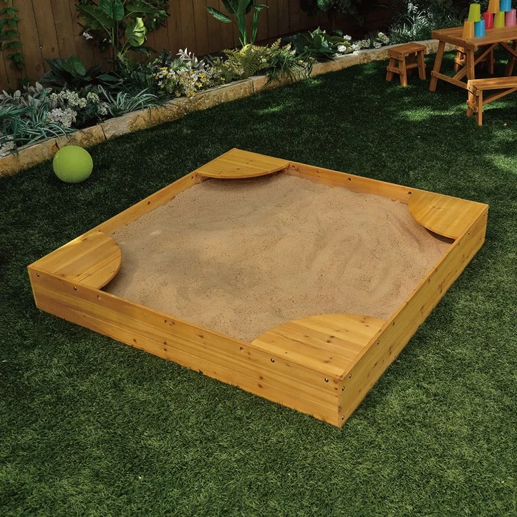 Newest Design Outdoor Wooden Sandboxes with Cover Sandpit Sandbox for Children 2 Kids 1 Sandbox