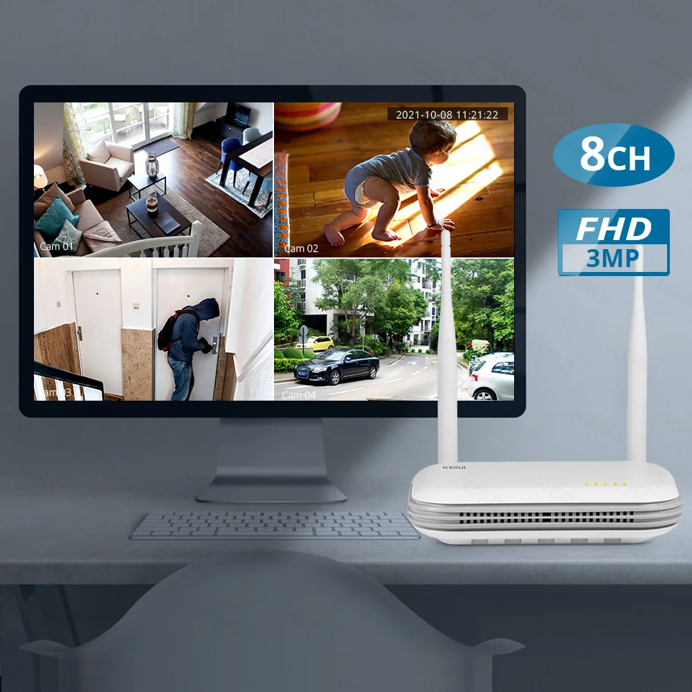 KERUI Security Camera System China Factory Direct Sale 8CH Video Surveillance Camera Wifi NVR
