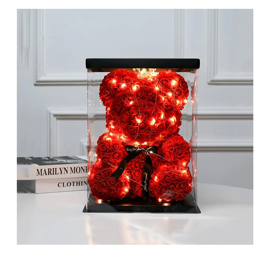 Hot Sell Hand Made Rose Teddy Bear Anniversaries Best Gift Artificial