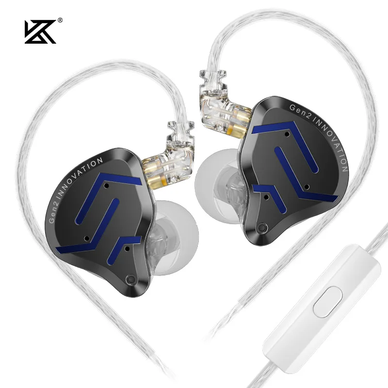 Fone De Ouvido, Intra Auricular, KZ ZSN PRO 2, C/ Mic, Azul, Dynamic, 3.5mm, 1,2m