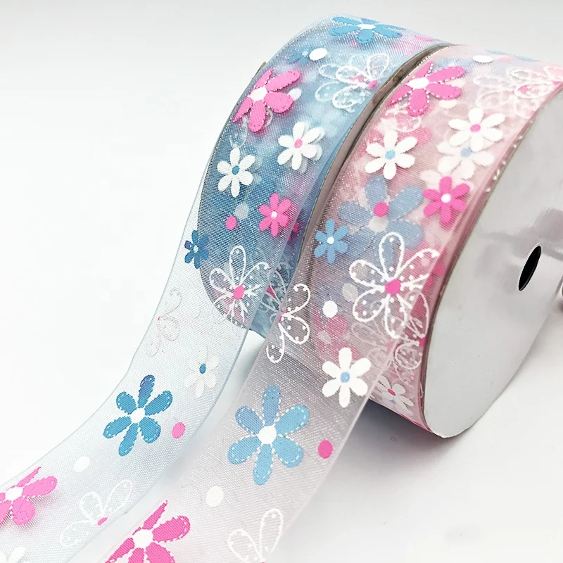 Лента из органзы с принтом