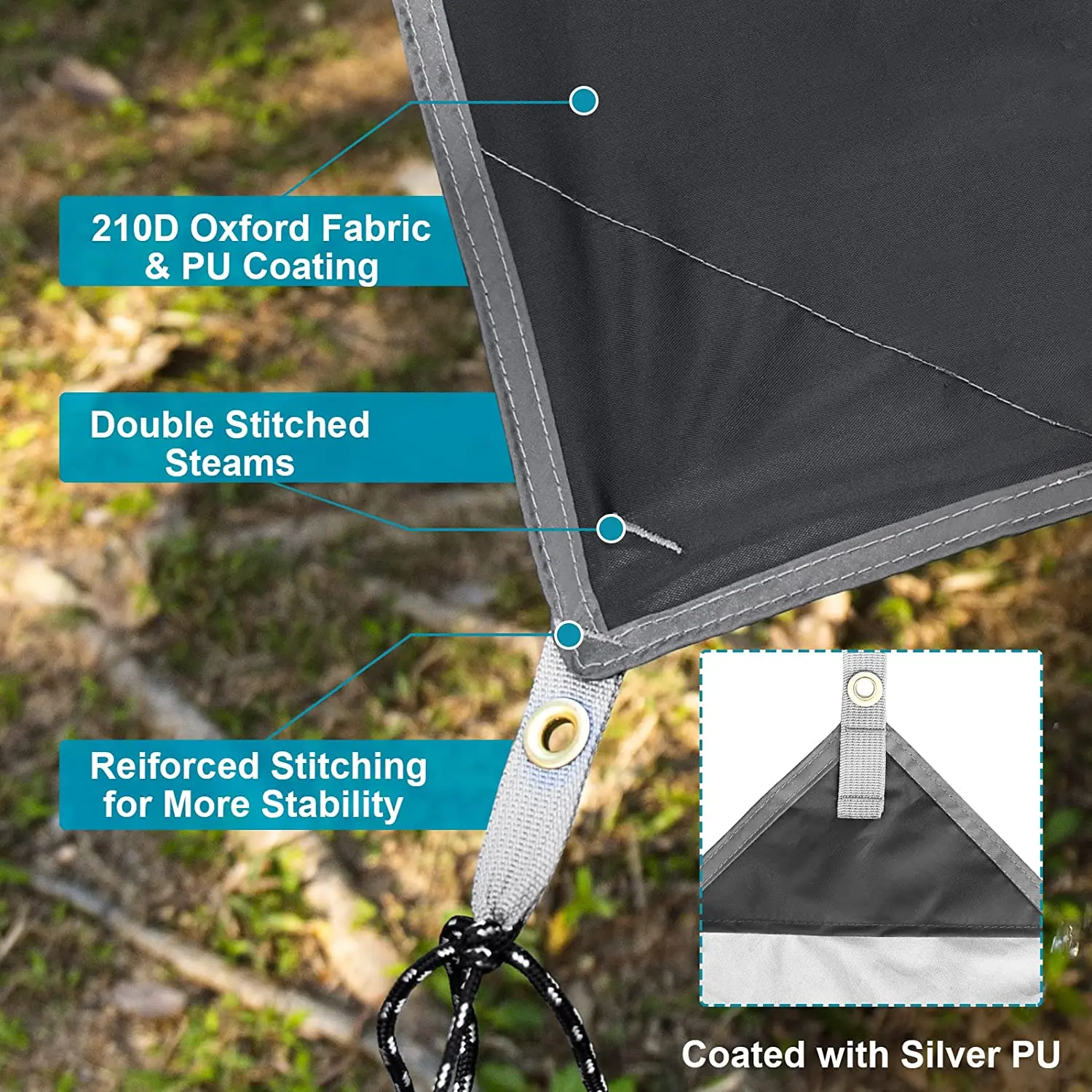 Lightweight Hammock Rain Fly Premium Ripstop Oxford Tent Footprints For